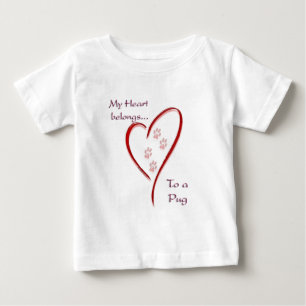 Camiseta Para Bebê Pug Heart Pertence