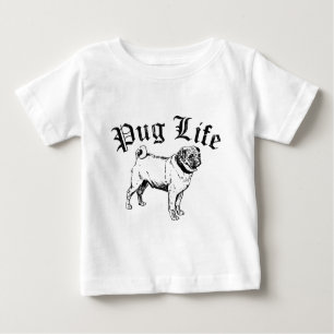 Camiseta Para Bebê Pug Life Funny Dog Gangster