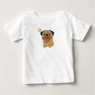 Camiseta Para Bebê Pug Paw