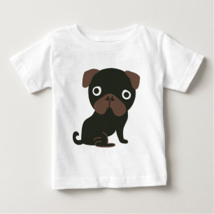 Camiseta Para Bebê Pug preto