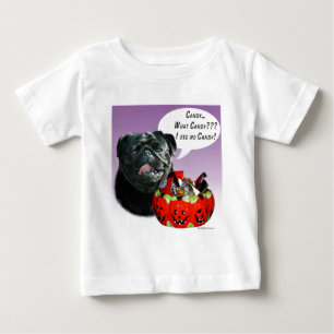 Camiseta Para Bebê Pug (preto) Halloween Candy