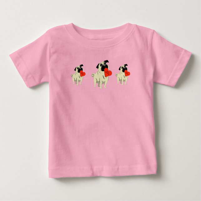 Camiseta Para Bebê Pug seja meu namorado (Frente)