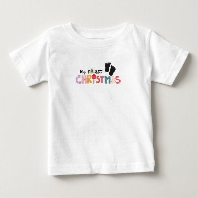 Camiseta Para Bebê pull bébé my first christmas (Frente)