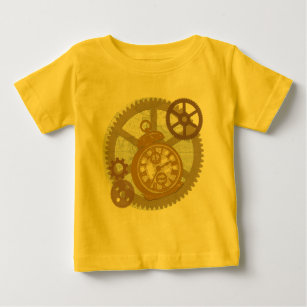 Camiseta Para Bebê Pulso de disparo e engrenagens de Steampunk