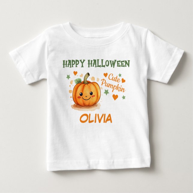 Camiseta Para Bebê Pumpkin Bonito de Halloween (Frente)