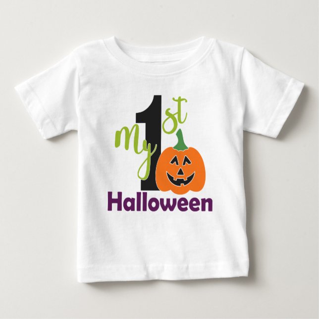 Camiseta Para Bebê Pumpkin Bonito, Meu Halloween De 1rua (Frente)