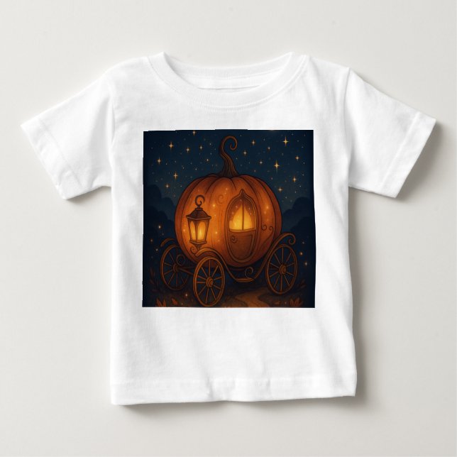 Camiseta Para Bebê Pumpkin Carriage Dreams – Fairy Tale Halloween Kid (Frente)