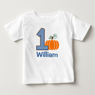 Camiseta Para Bebê Pumpkin de queda do primeiro aniversario personali