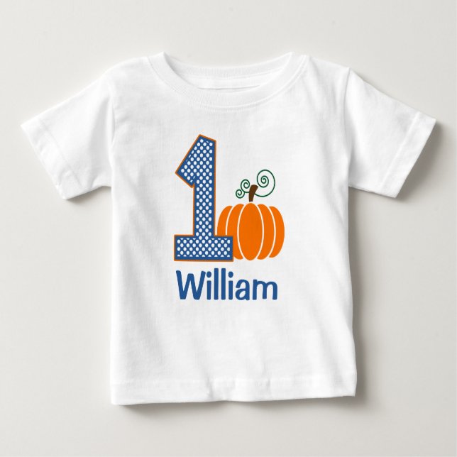 Camiseta Para Bebê Pumpkin de queda do primeiro aniversario personali (Frente)