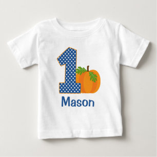 Camiseta Para Bebê Pumpkin de queda do primeiro aniversario personali