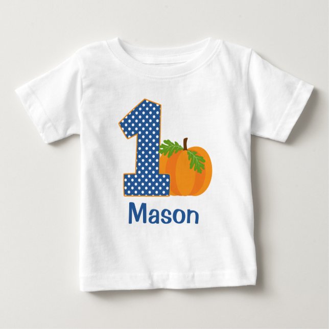 Camiseta Para Bebê Pumpkin de queda do primeiro aniversario personali (Frente)