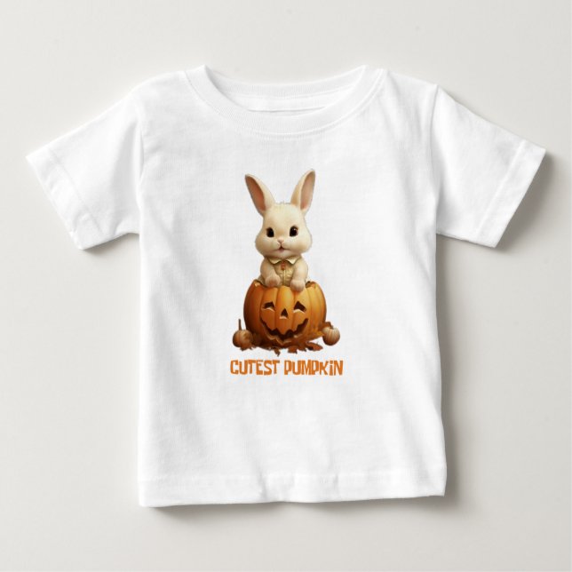 Camiseta Para Bebê Pumpkin Mais Corajoso No Sistema | Coelhinho De Be (Frente)