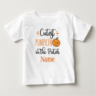 Camiseta Para Bebê Pumpkin mais fofo no patch personalizado