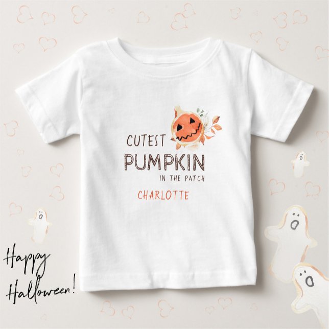 Camiseta Para Bebê Pumpkin mais sujo do sistema (Cutest Pumpkin in the Patch Handdrawn Halloween Baby T-Shirt ©Susanne Sachers - Sunny Mind Design)