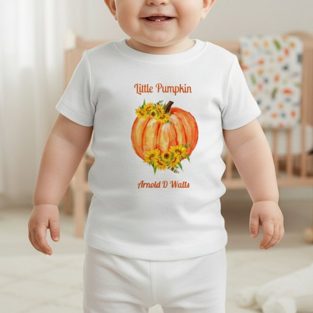 Camiseta Para Bebê Pumpkin Orange Fall Chá de fraldas (Criador carregado)