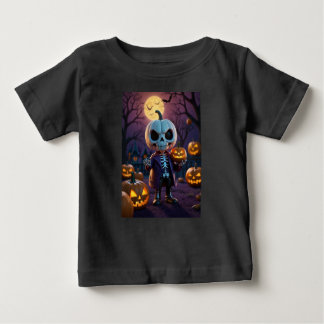 Camiseta Para Bebê Pumpkin Patch Skeleton Companion