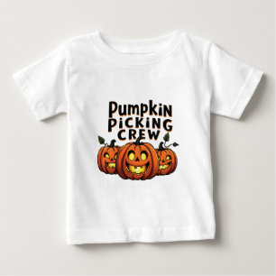 Camiseta Para Bebê Pumpkin Pegando Tripulação Fala O Halloween