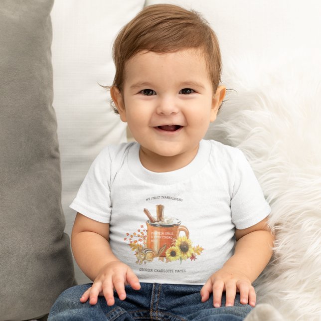 Camiseta Para Bebê Pumpkin Spice | Primeira Ação de Graças (Criador carregado)