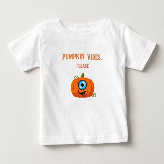 Camiseta Para Bebê "Pumpkin Vibes Por Favor - Bonitinho (Frente)
