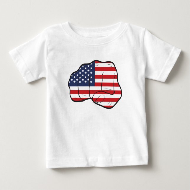 Camiseta Para Bebê Punho de Bandeira Americano (Frente)