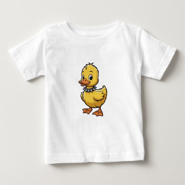 Camiseta Para Bebê Punk Duckling – Funny Rebel Animal Art (Frente)