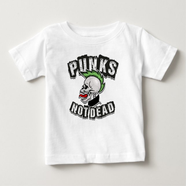 Camiseta Para Bebê Punks Not Morto Skull Mohawk Punk Rock Rocker (Frente)