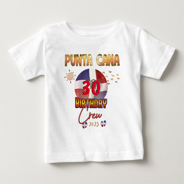 Camiseta Para Bebê Punta Cana Dominican Republic Birthday Matching  (Frente)