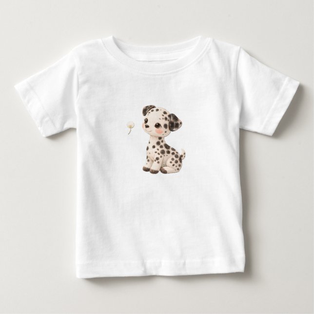 Camiseta Para Bebê Puppy Baby T-Shirt – Cute Spotted & Striped Babies (Frente)