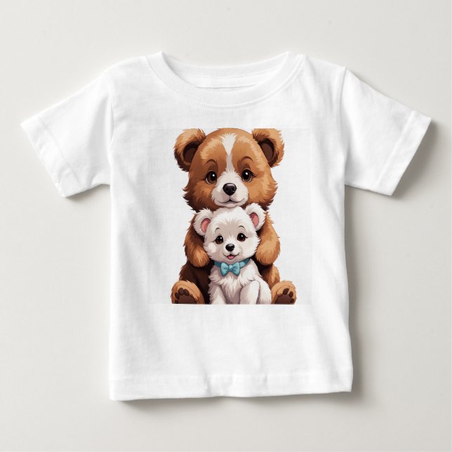 Camiseta Para Bebê "Puppy Pals: Diversão de T-Shirt de Cachorro para  (Frente)