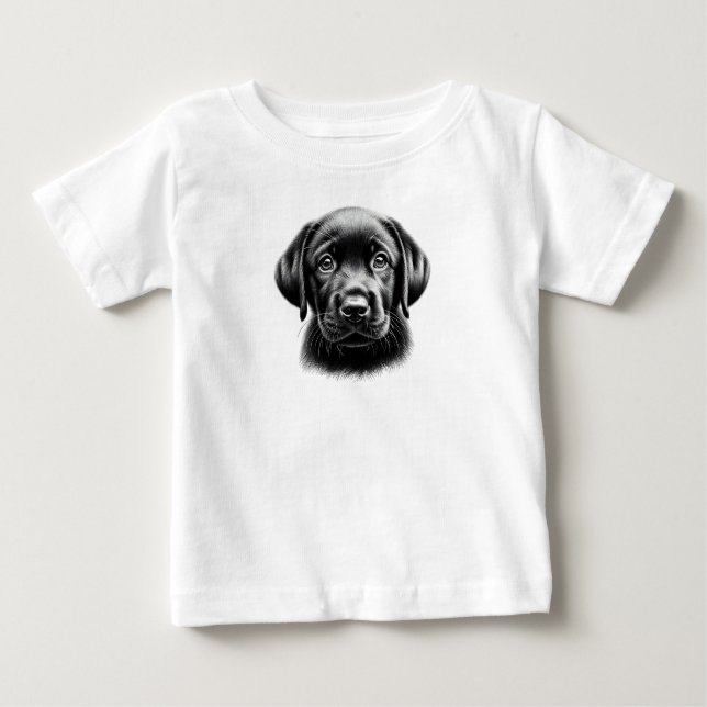 Camiseta Para Bebê Puppy preto (Frente)