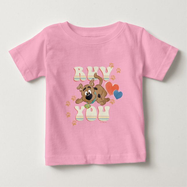 Camiseta Para Bebê Puppy Scooby-Doo "Ruv You" (Frente)