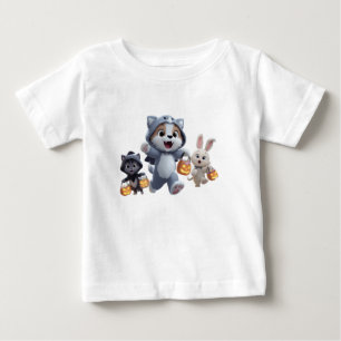 Camiseta Para Bebê Puppy Werewolf e Amigos Trick-or-Tratating