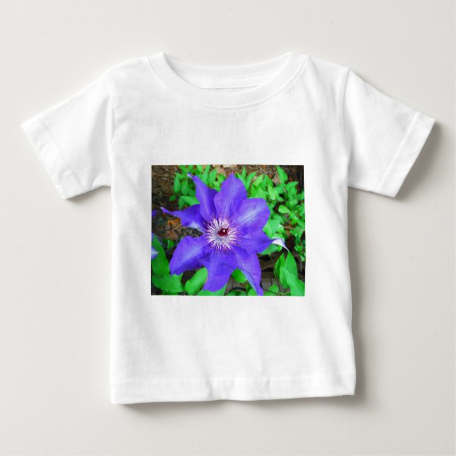 Camiseta Para Bebê Purple Clematis Flower (Frente)