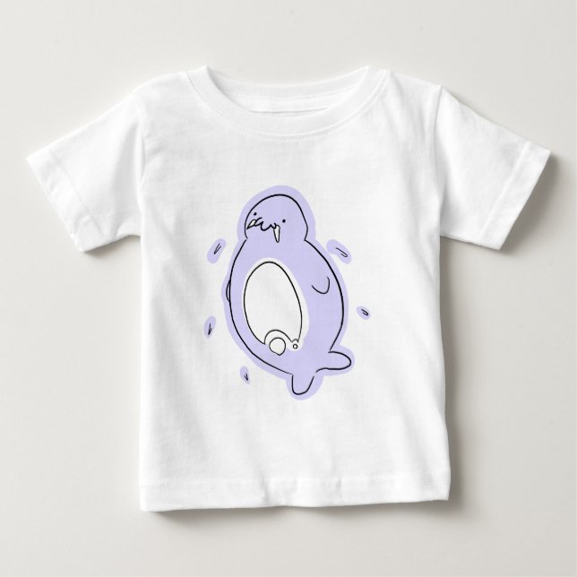 Camiseta Para Bebê Purple Walrus (Frente)