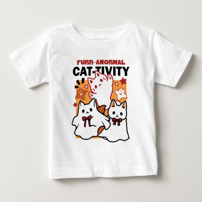 Camiseta Para Bebê Purr-anormal Cat-tivity Fogueira de Halloween Desi (Frente)