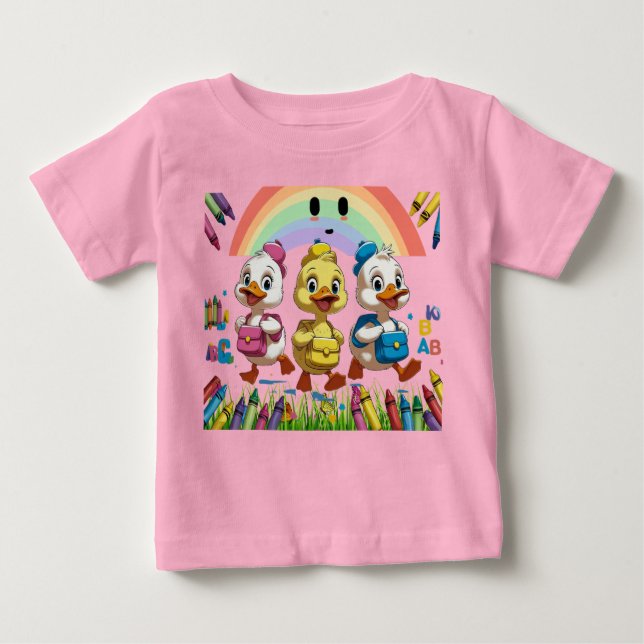 Camiseta Para Bebê "Quacking into Kindergarten!" – Cute Duck Back-to- (Frente)