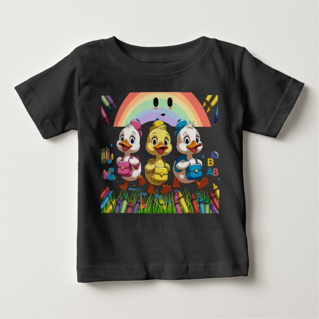 Camiseta Para Bebê "Quacking into Kindergarten!" – Cute Duck Back-to- (Frente)