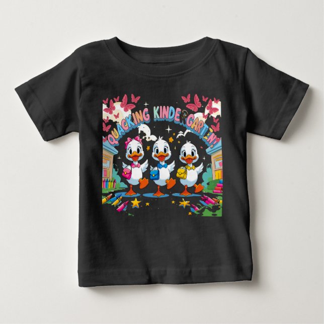 Camiseta Para Bebê "Quacking Kindergarten - Pato Bonito de Volta à Es (Frente)
