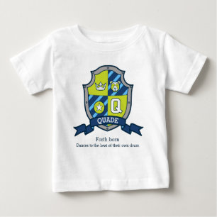 Camiseta Para Bebê Quade boys Q name & significado knights shield