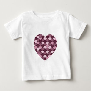 Camiseta Para Bebê Quadrado Rosa Cherry e coração de Diamond