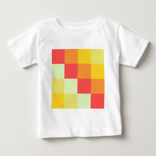 Camiseta Para Bebê Quadrados de cores (Frente)