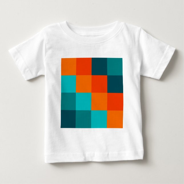 Camiseta Para Bebê Quadrados de cores (Frente)