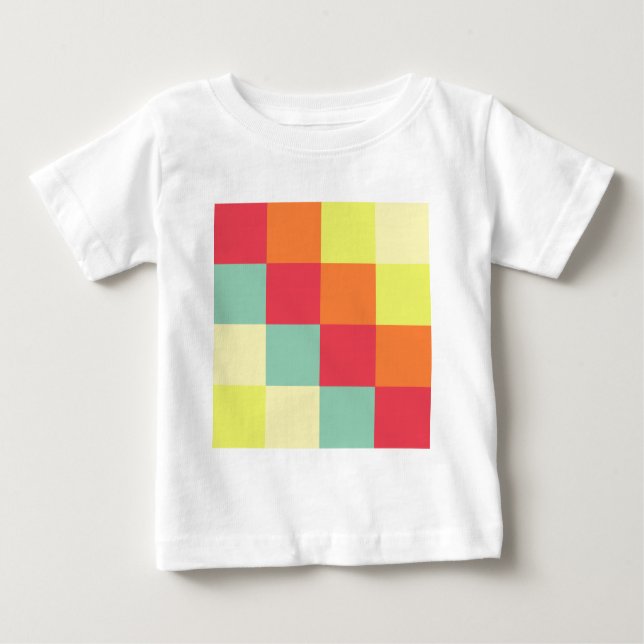 Camiseta Para Bebê Quadrados de cores (Frente)