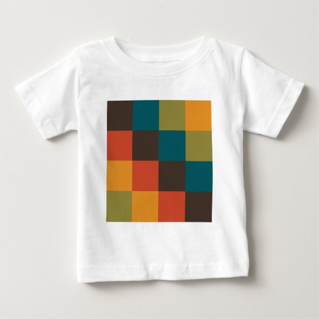 Camiseta Para Bebê Quadrados de cores (Frente)