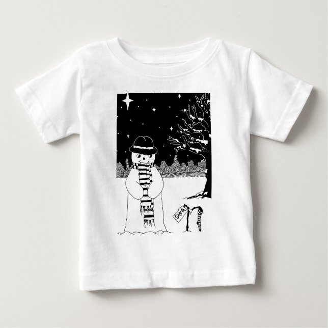 Camiseta Para Bebê quadro preto e branco de um bonitinho bonitinho de (Frente)