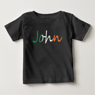 Camiseta Para Bebê Qualquer Nome Sobreposto À Irish Flag