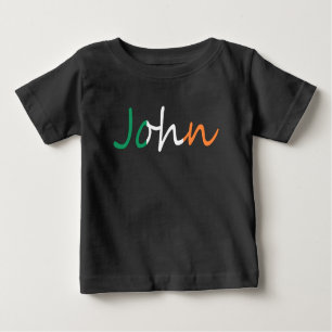 Camiseta Para Bebê Qualquer Nome Sobreposto No Título Irish Flag