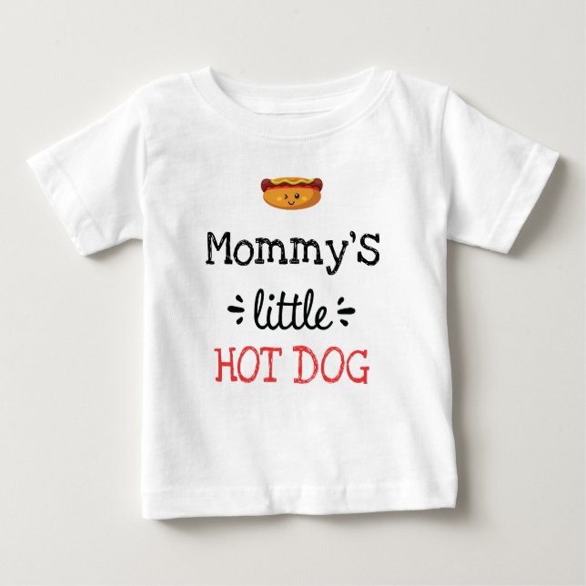 Camiseta Para Bebê [Qualquer texto] Pequeno cachorro quente Bonito be (Frente)