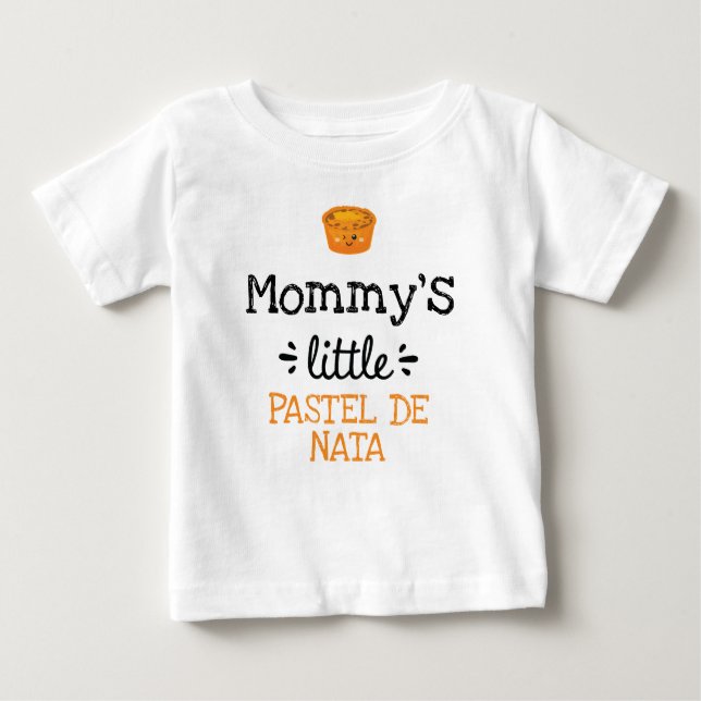 Camiseta Para Bebê [Qualquer texto] Pequeno Pastel de Nata (Frente)