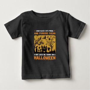 Camiseta Para Bebê Quando Gatos Pretos Vagueiam